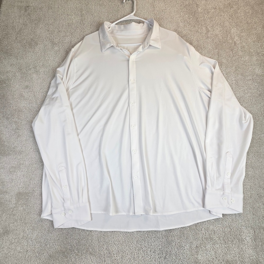 Coolibar Vita Mens XXL White UPF 50+ Protection Long Sleeve Button Down Shirt